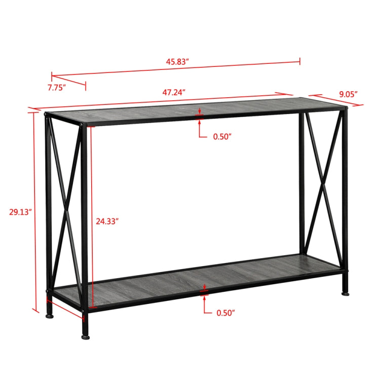 [US Warehouse] MDF Countertop Wrought Iron Base 2 Layers Forked Console Table, Size: 120 x 23 x 74cm