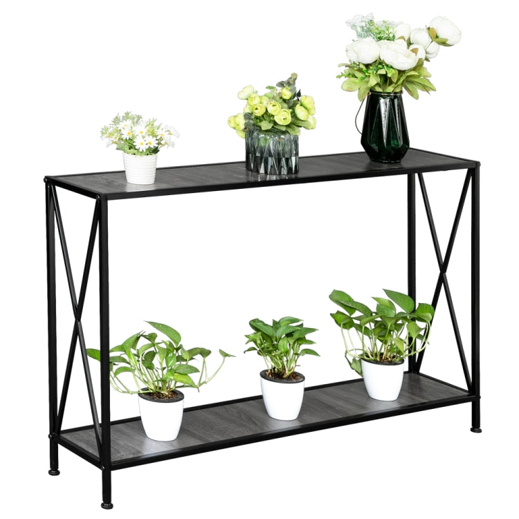 [US Warehouse] MDF Countertop Wrought Iron Base 2 Layers Forked Console Table, Size: 120 x 23 x 74cm