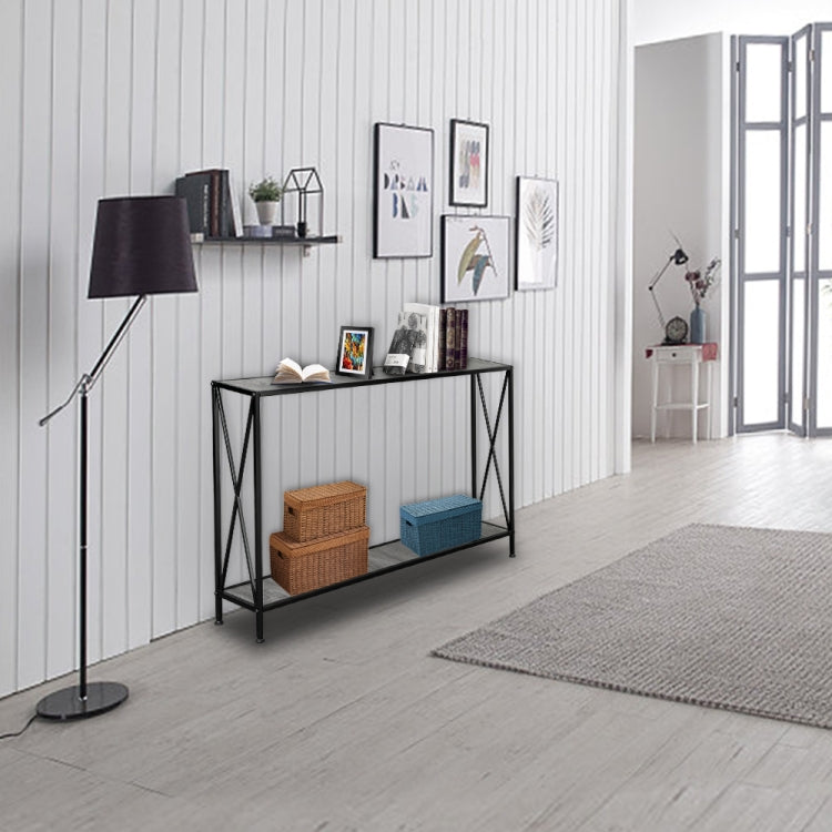[US Warehouse] MDF Countertop Wrought Iron Base 2 Layers Forked Console Table, Size: 120 x 23 x 74cm