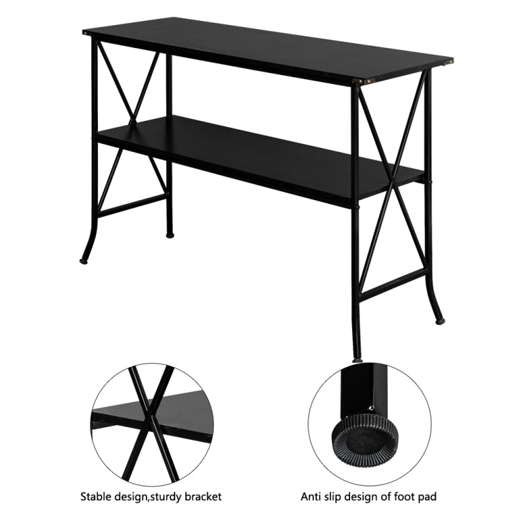 [US Warehouse] MDF Countertop Wrought Iron Base 2 Layers Console Table, Size: 114.3 x 40 x 74.3cm
