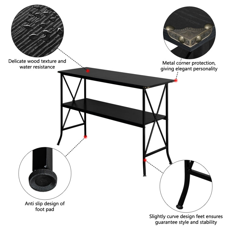 [US Warehouse] MDF Countertop Wrought Iron Base 2 Layers Console Table, Size: 114.3 x 40 x 74.3cm