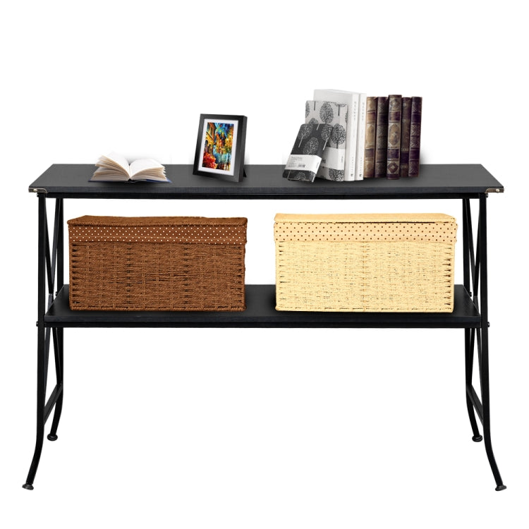 [US Warehouse] MDF Countertop Wrought Iron Base 2 Layers Console Table, Size: 114.3 x 40 x 74.3cm