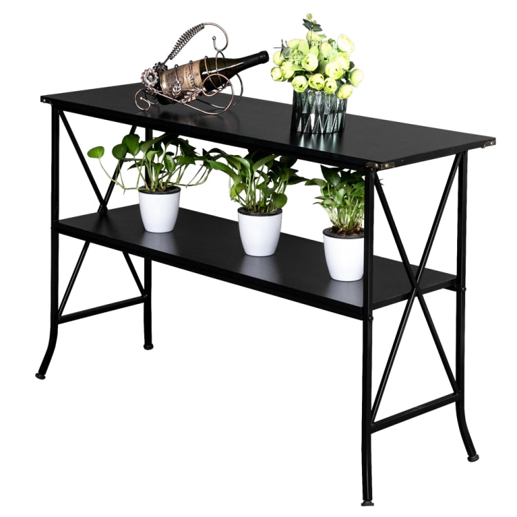 [US Warehouse] MDF Countertop Wrought Iron Base 2 Layers Console Table, Size: 114.3 x 40 x 74.3cm