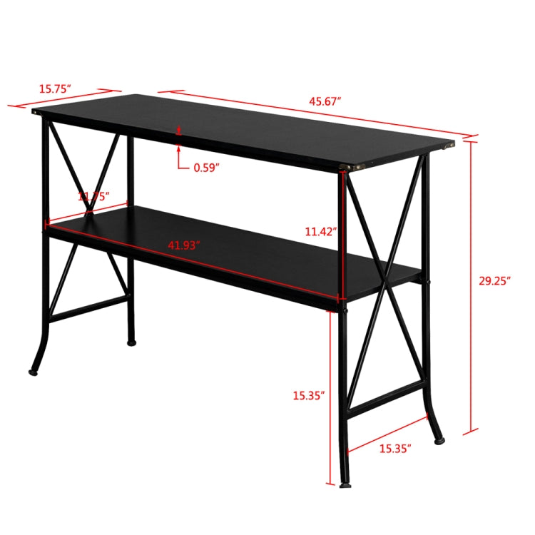 [US Warehouse] MDF Countertop Wrought Iron Base 2 Layers Console Table, Size: 114.3 x 40 x 74.3cm