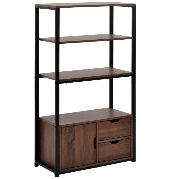 [EU Warehouse] 4 Tier Wooden Storage Bookshelf with Cabinet, Size: 70x30x122cm