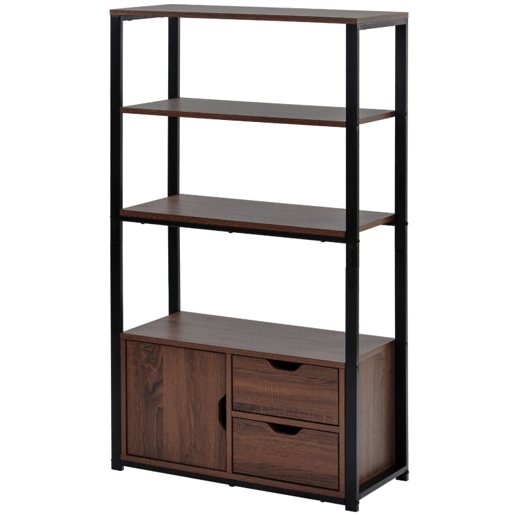 [EU Warehouse] 4 Tier Wooden Storage Bookshelf with Cabinet, Size: 70x30x122cm