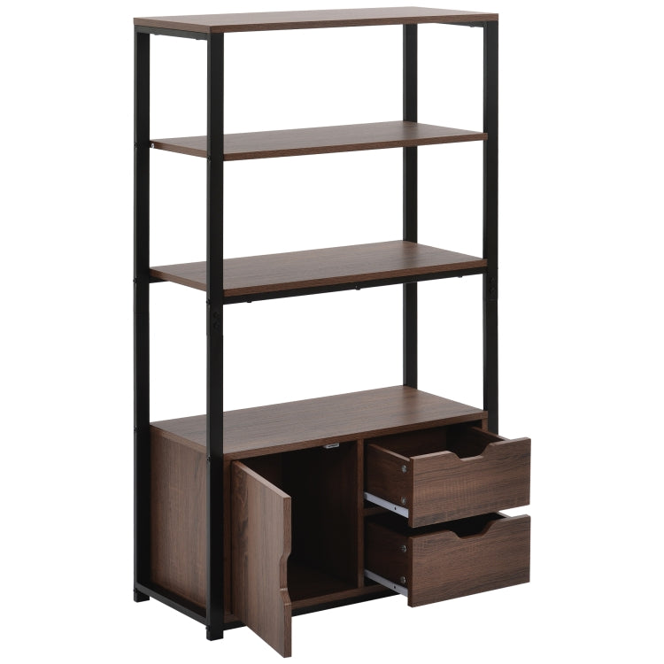 [EU Warehouse] 4 Tier Wooden Storage Bookshelf with Cabinet, Size: 70x30x122cm