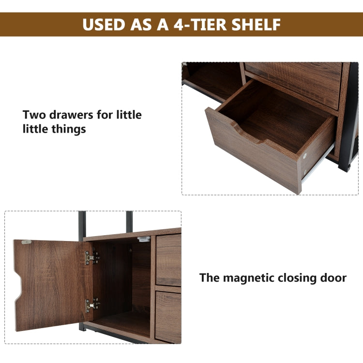 [EU Warehouse] 4 Tier Wooden Storage Bookshelf with Cabinet, Size: 70x30x122cm