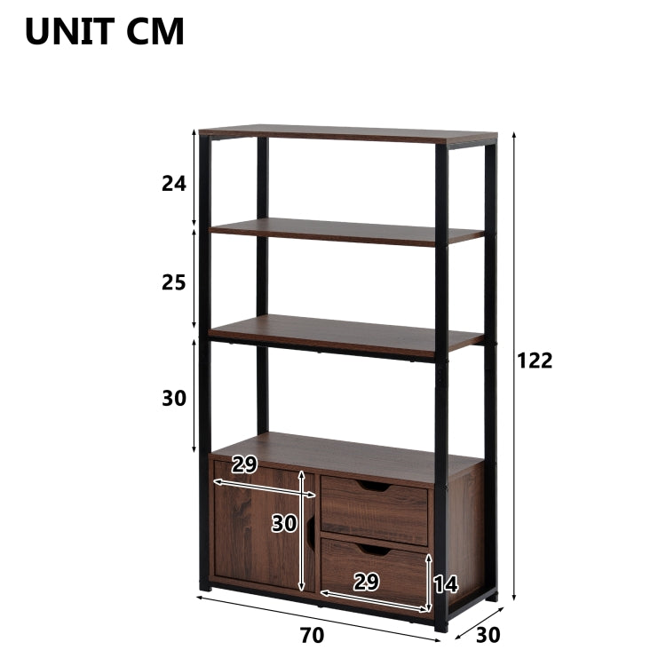 [EU Warehouse] 4 Tier Wooden Storage Bookshelf with Cabinet, Size: 70x30x122cm