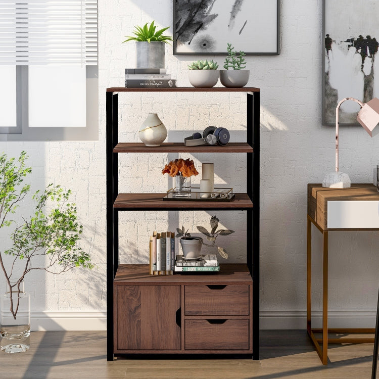 [EU Warehouse] 4 Tier Wooden Storage Bookshelf with Cabinet, Size: 70x30x122cm