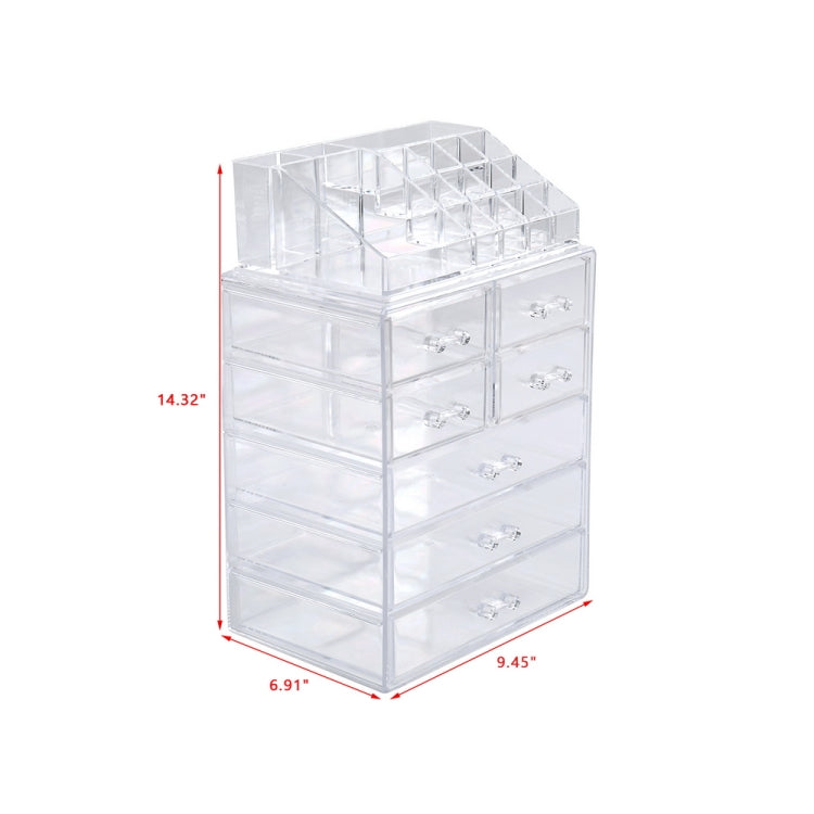 [US Warehouse] 2 PCS / Set Plastic Cosmetics Storage Rack with 7 Large Drawers