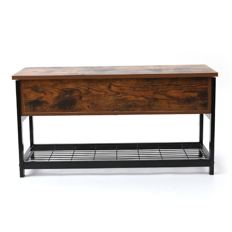[US Warehouse] 2 Layer Wooden Iron Frame Shoe Changing Storage Stool