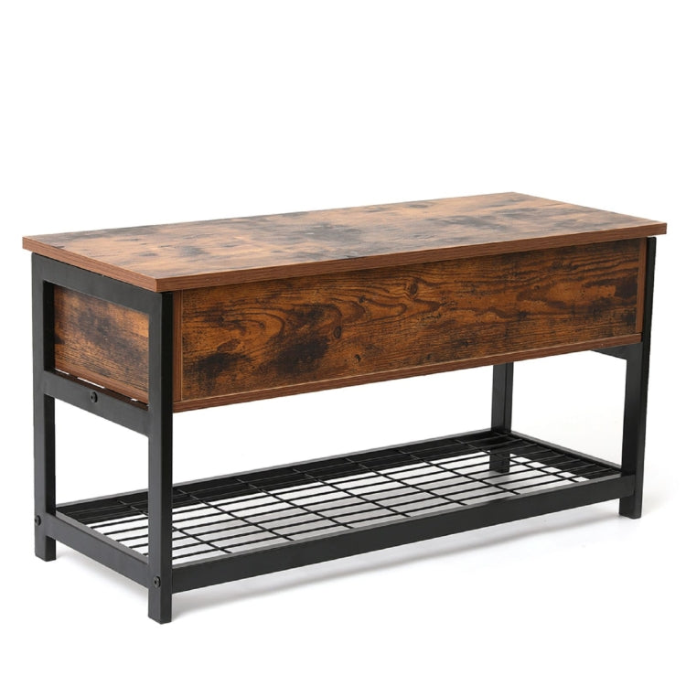 [US Warehouse] 2 Layer Wooden Iron Frame Shoe Changing Storage Stool