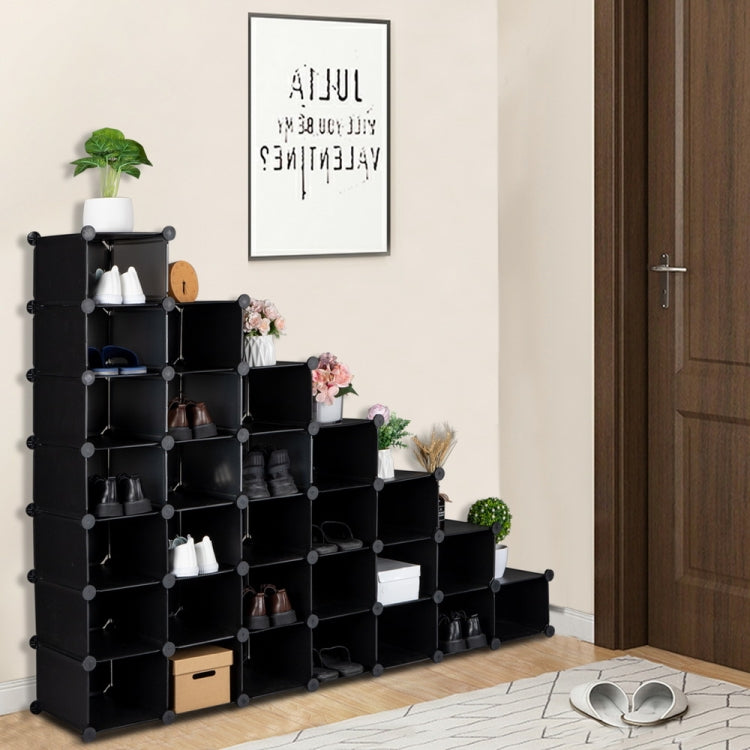 [US Warehouse] 7-layers 28-grids DIY Free Assembling Household Storage Rack Plastic Shoe Rack Multifunctional Storage Box, Size: 139x91x36cm
