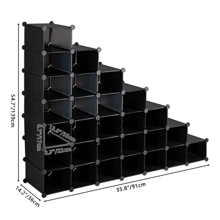 [US Warehouse] 7-layers 28-grids DIY Free Assembling Household Storage Rack Plastic Shoe Rack Multifunctional Storage Box, Size: 139x91x36cm