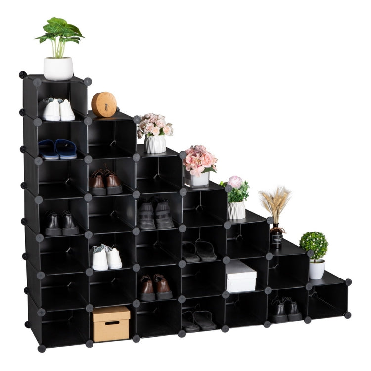 [US Warehouse] 7-layers 28-grids DIY Free Assembling Household Storage Rack Plastic Shoe Rack Multifunctional Storage Box, Size: 139x91x36cm