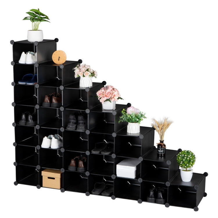 [US Warehouse] 7-layers 28-grids DIY Free Assembling Household Storage Rack Plastic Shoe Rack Multifunctional Storage Box, Size: 139x91x36cm