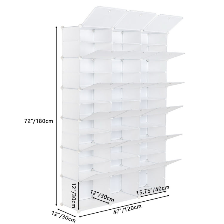 [US Warehouse] 3-rows 12-layers 36-grids DIY Free Assembling Household Storage Rack Plastic Shoe Rack Multifunctional Storage Box, Size: 180 x 120 x 30cm