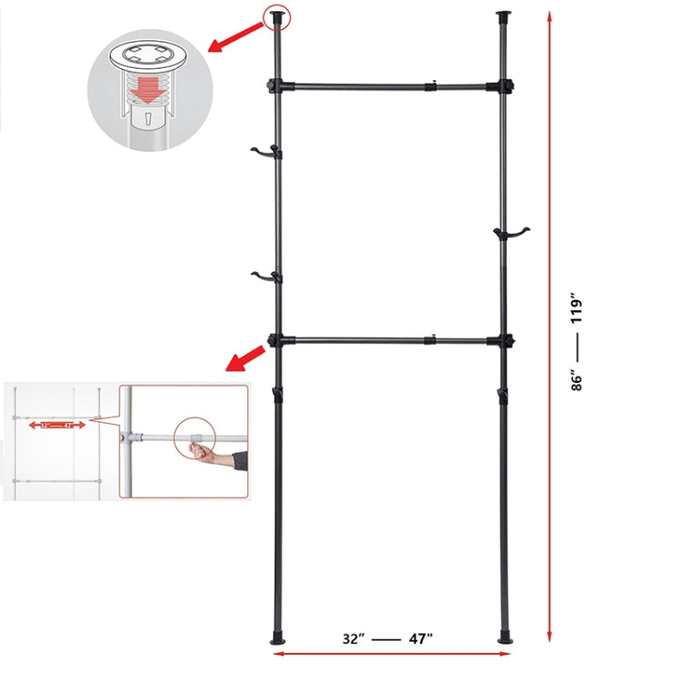 [US Warehouse] Freestanding Adjustable Double Rod Hanger for Hanging Clothes
