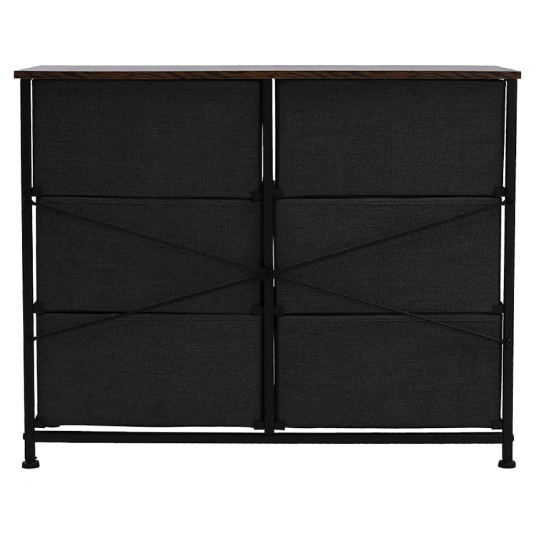 [US Warehouse] Double-row Six-drawing Iron Non-woven Fabric Wooden Plaster Handle Placing Rack, Size: 80.01x29.97x62.99cm