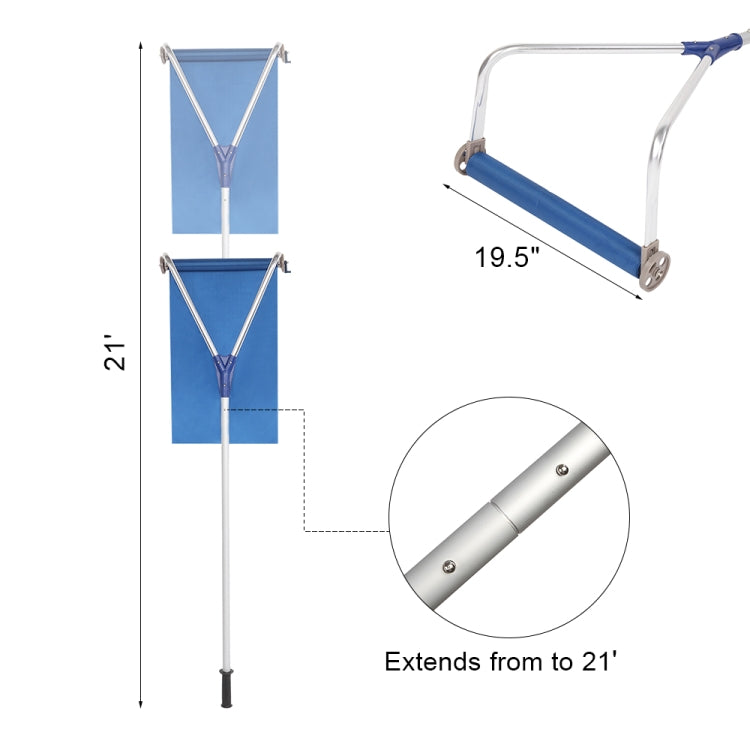 [US Warehouse] 1.2m 5 Paragraphs Cloth Head Roof Rake Snow Remover Scraping Tool