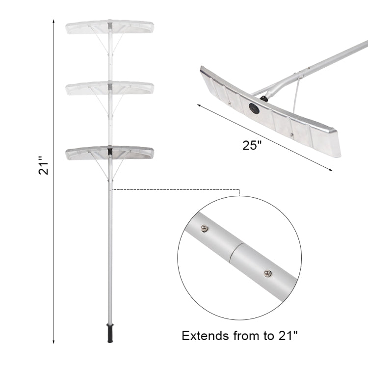 [US Warehouse] 1.2m 5 Paragraphs Adjustable Aluminum Head Roof Rake Snow Remover Scraping Tool