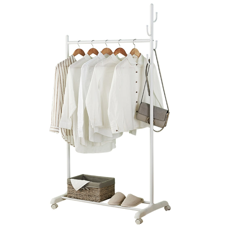[US Warehouse] Classic Coat Rack Clothes Hanger Rolling Garment Rack with Bottom Shelves,Size: 80x44.5x172cm (White)
