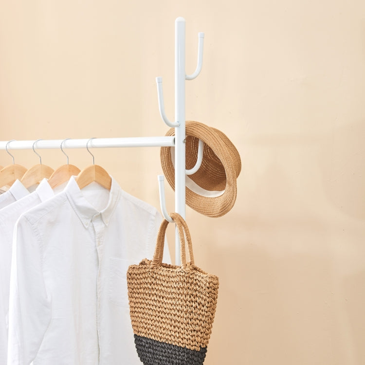 [US Warehouse] Classic Coat Rack Clothes Hanger Rolling Garment Rack with Bottom Shelves,Size: 80x44.5x172cm (White)