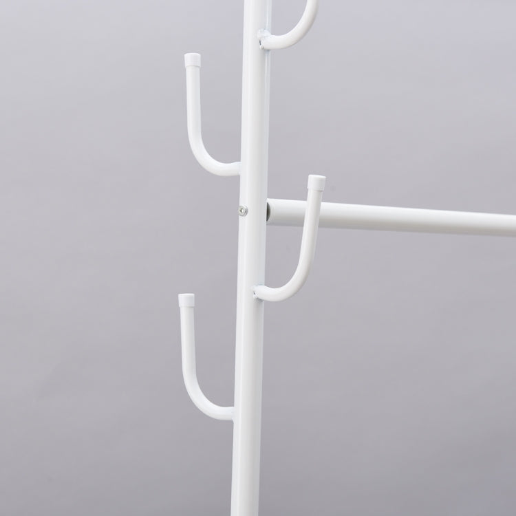 [US Warehouse] Classic Coat Rack Clothes Hanger Rolling Garment Rack with Bottom Shelves,Size: 80x44.5x172cm (White)