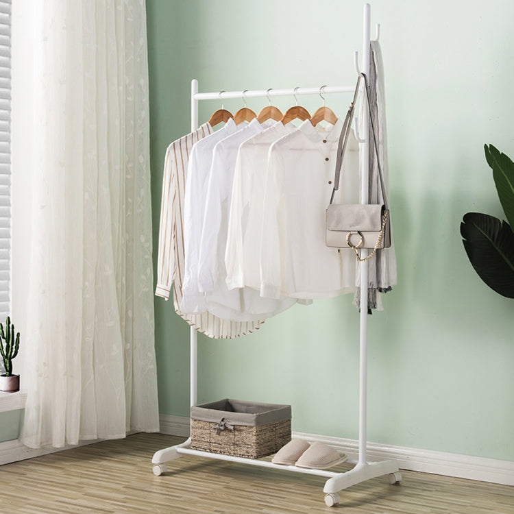 [US Warehouse] Classic Coat Rack Clothes Hanger Rolling Garment Rack with Bottom Shelves,Size: 80x44.5x172cm (White)