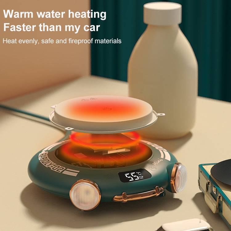 MN030 20W 110-220V Small Green Warm Coaster with LED Digital Display & Night Light, CN Plug