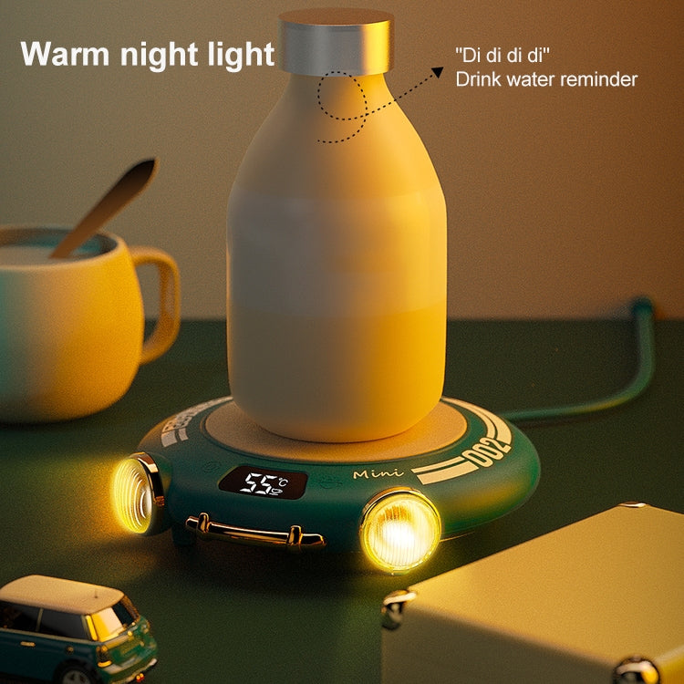 MN030 20W 110-220V Small Green Warm Coaster with LED Digital Display & Night Light, CN Plug