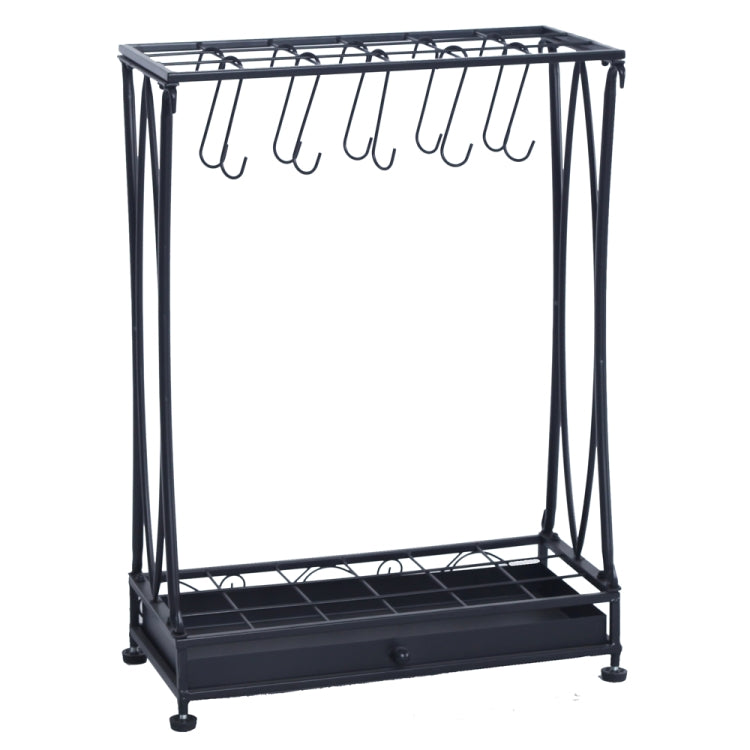 [US Warehouse] Removable Metal Umbrella Stand Holder With 10 Hooks & Tray, Size: 50x24x70cm