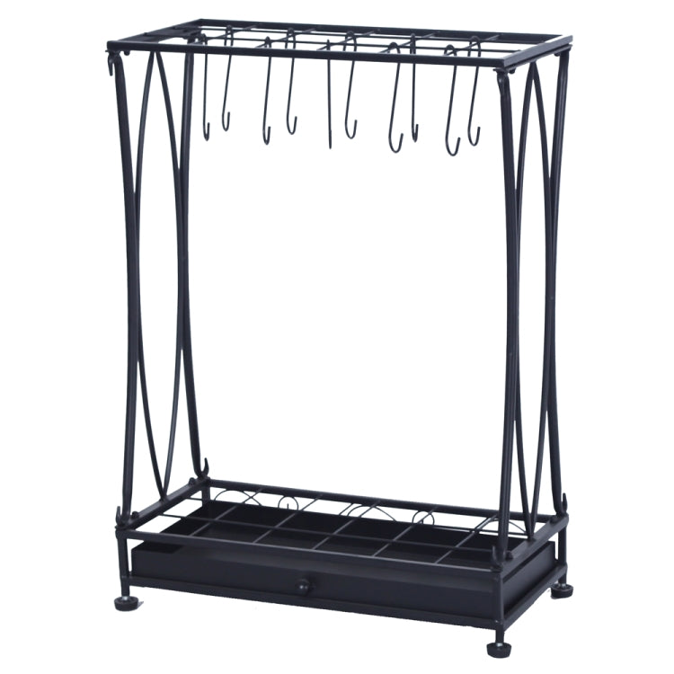 [US Warehouse] Removable Metal Umbrella Stand Holder With 10 Hooks & Tray, Size: 50x24x70cm