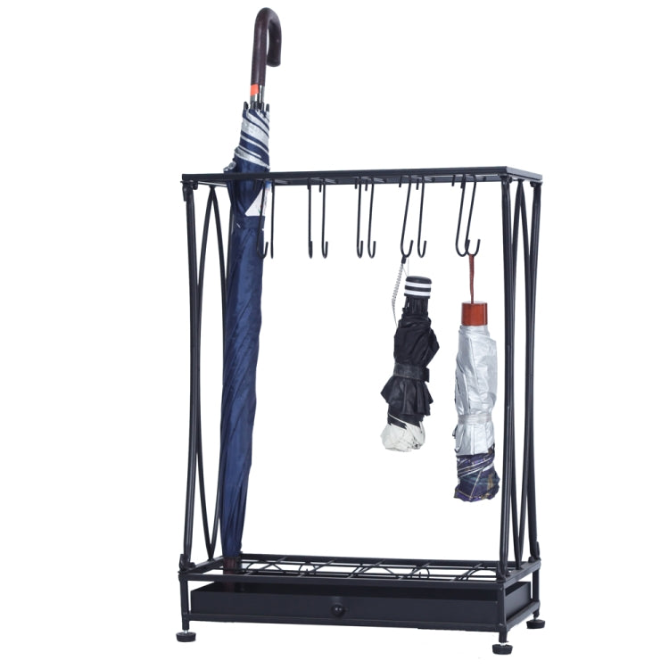 [US Warehouse] Removable Metal Umbrella Stand Holder With 10 Hooks & Tray, Size: 50x24x70cm