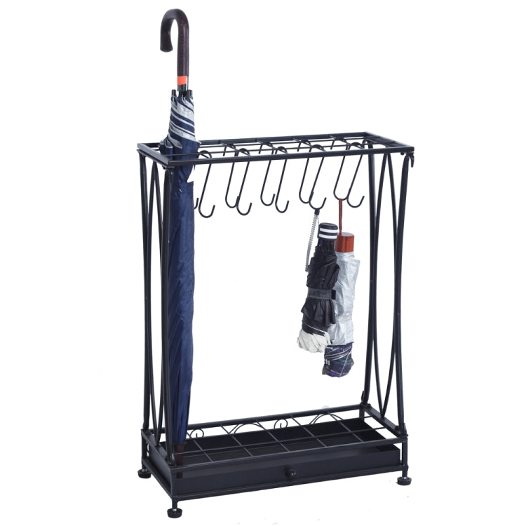 [US Warehouse] Removable Metal Umbrella Stand Holder With 10 Hooks & Tray, Size: 50x24x70cm