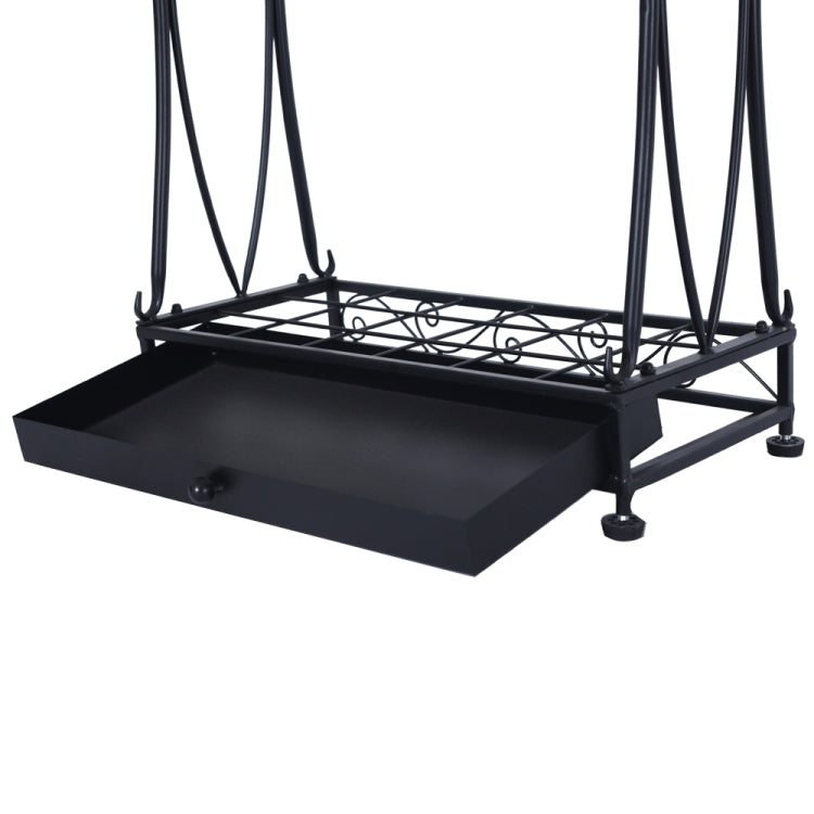 [US Warehouse] Removable Metal Umbrella Stand Holder With 10 Hooks & Tray, Size: 50x24x70cm