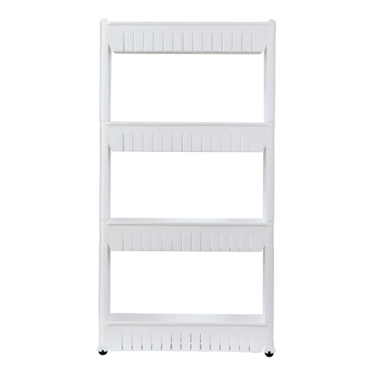 [UK Warehouse] 4-layer Plastic Shelf with Wheels, Size: 54.5x12.5x102cm