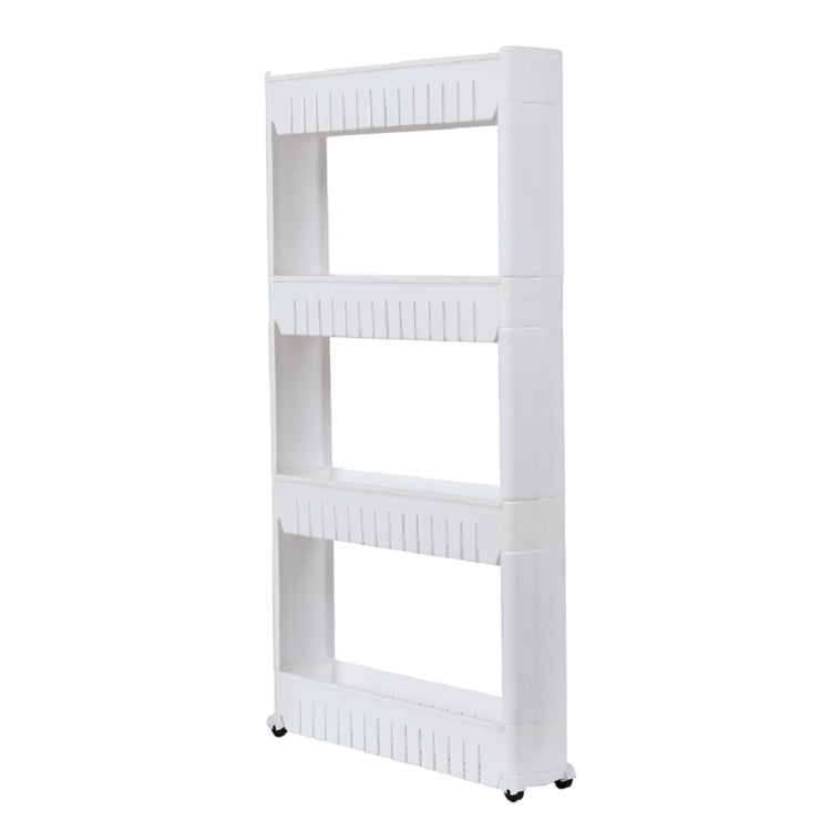 [UK Warehouse] 4-layer Plastic Shelf with Wheels, Size: 54.5x12.5x102cm