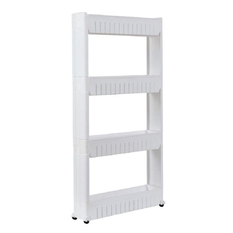 [UK Warehouse] 4-layer Plastic Shelf with Wheels, Size: 54.5x12.5x102cm