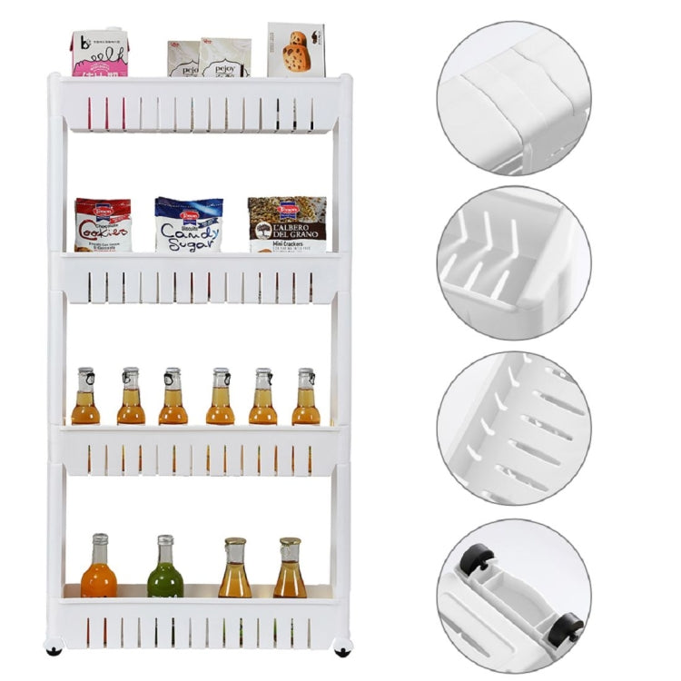 [UK Warehouse] 4-layer Plastic Shelf with Wheels, Size: 54.5x12.5x102cm