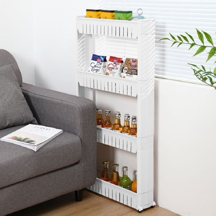 [UK Warehouse] 4-layer Plastic Shelf with Wheels, Size: 54.5x12.5x102cm