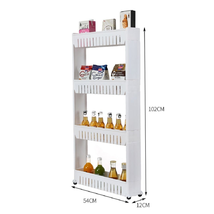 [UK Warehouse] 4-layer Plastic Shelf with Wheels, Size: 54.5x12.5x102cm