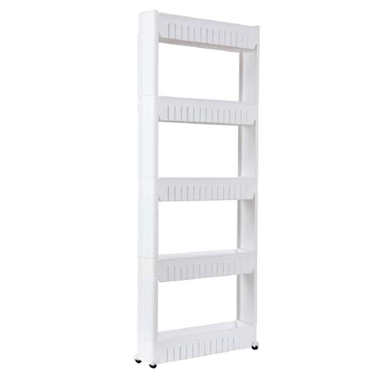 [UK Warehouse] 5-layer Plastic Shelf with Wheels, Size: 54.61x12.95x132.08cm