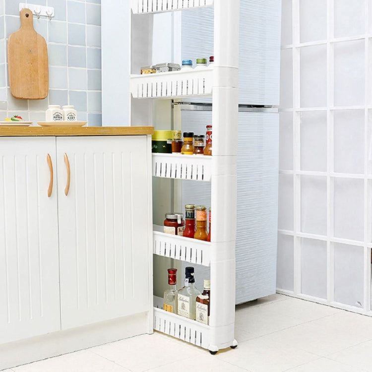 [UK Warehouse] 5-layer Plastic Shelf with Wheels, Size: 54.61x12.95x132.08cm