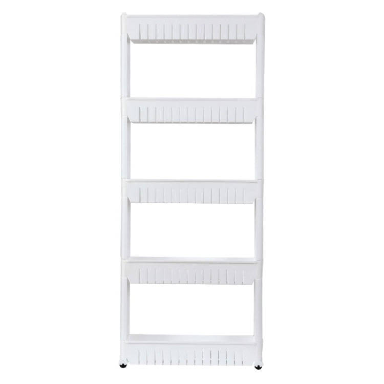[US Warehouse] 5-layer Plastic Shelf with Wheels, Size: 54.61x12.95x132.08cm