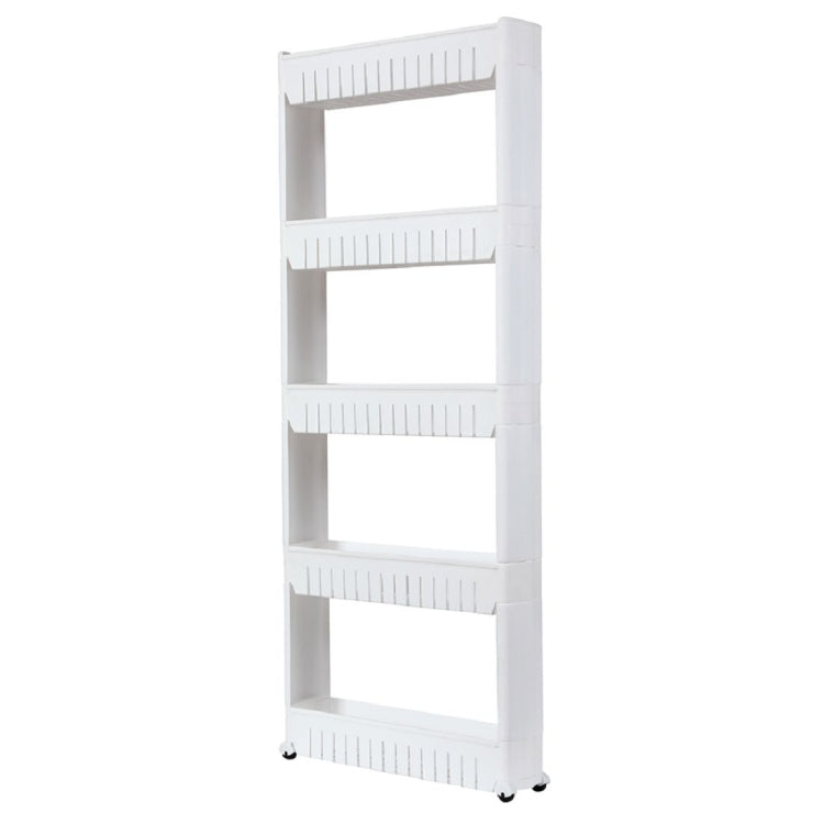 [US Warehouse] 5-layer Plastic Shelf with Wheels, Size: 54.61x12.95x132.08cm