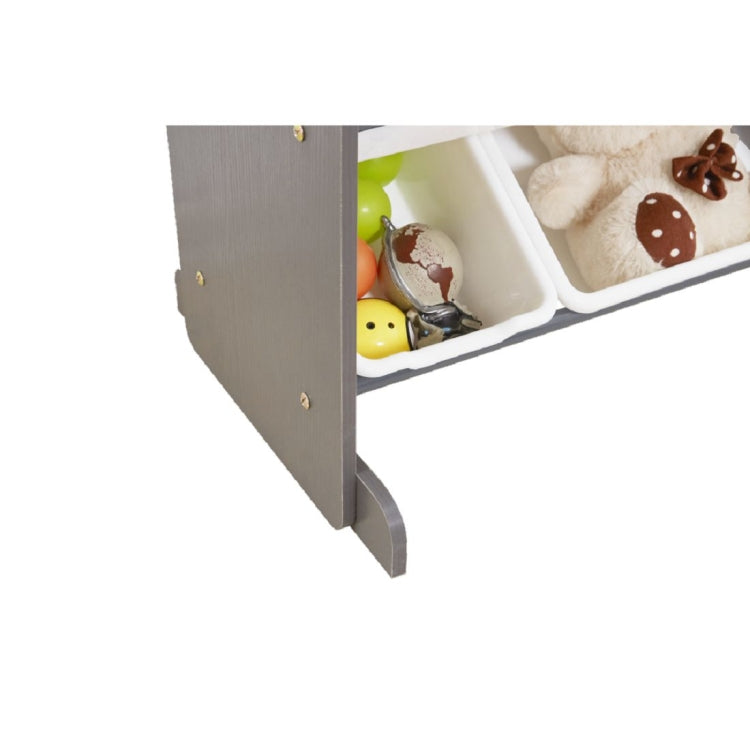 [US Warehouse] 4-layer 16-compartment Toy Storage Rack, Gray Frame + All White Plastic Basket
