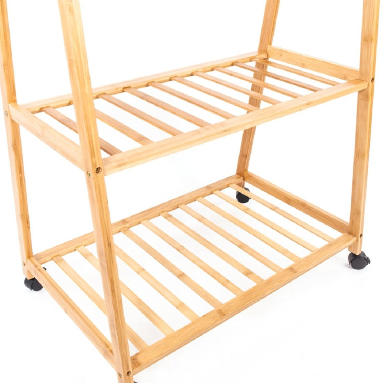 [US Warehouse] Two-tier Storage Coat Rack with Wheels, Size: 166x75x33cm