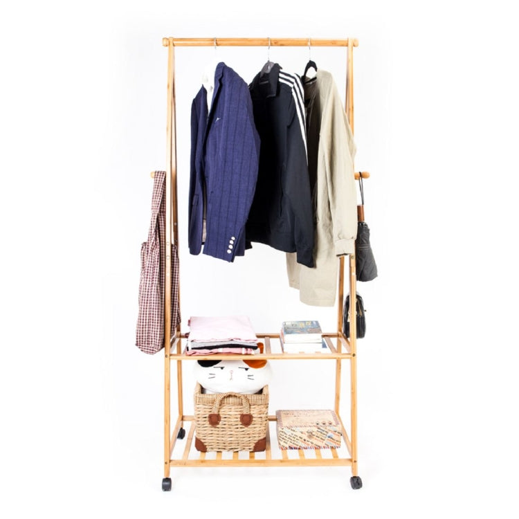 [US Warehouse] Two-tier Storage Coat Rack with Wheels, Size: 166x75x33cm